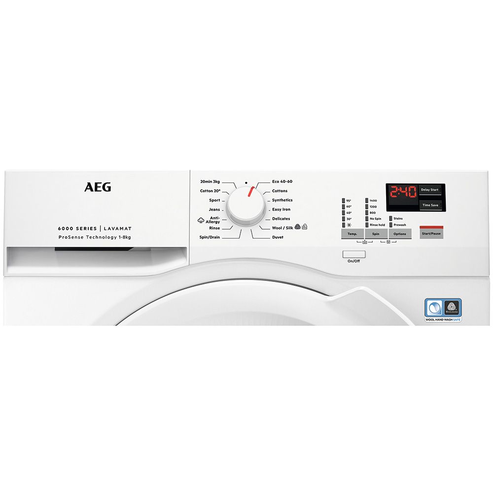 AEG L6FB841B "A" Rated ProsenseÂ® 8kg 1400rpm Freestanding Washing Machine in White thumbnail image